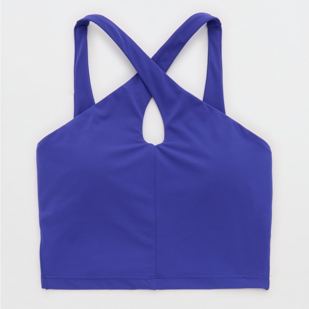 OFFLINE By Aerie Blue Criss Cross High Neck Sports Bra, Size S